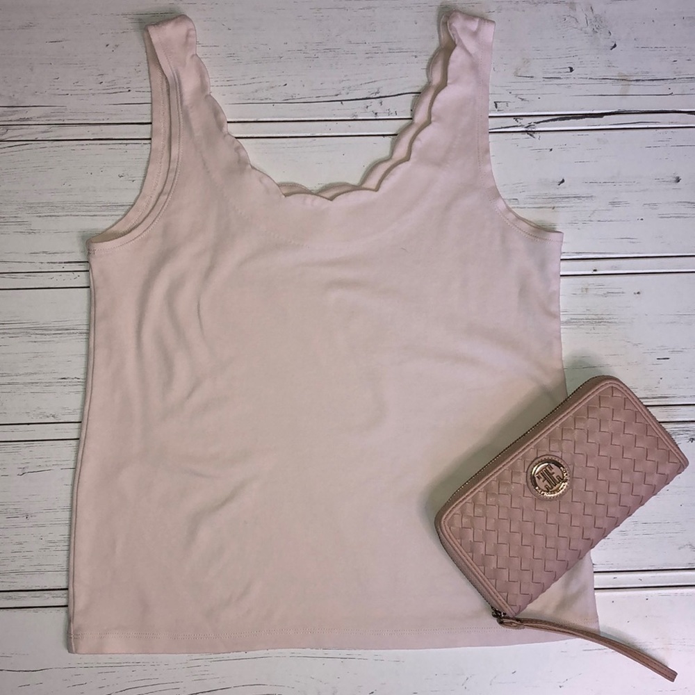 J Crew Blush Pink Scalloped Tank Top